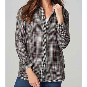 J. Jill Black and White Plaid Button Down Shirt NWOT Size Large